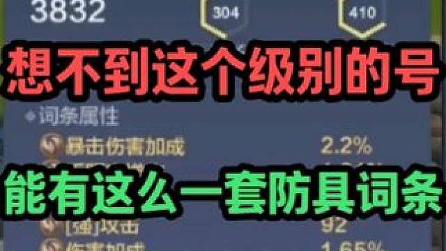 想不到这级别号上防具这么一套词条？