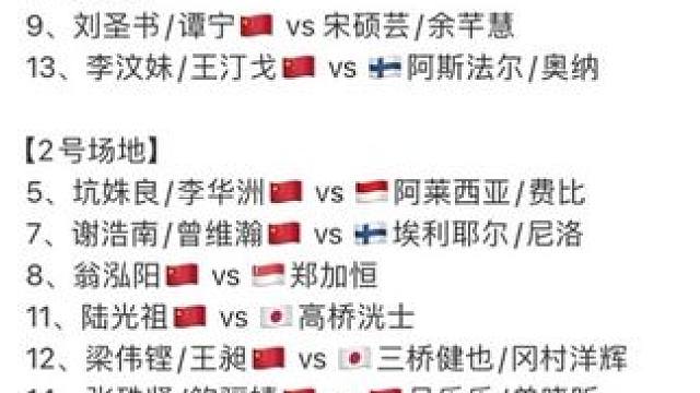 2025年北极羽毛球公开赛，10月8日国羽各单项赛程 #