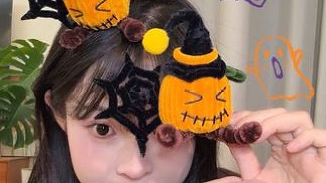 扭扭棒做可爱南瓜发夹
