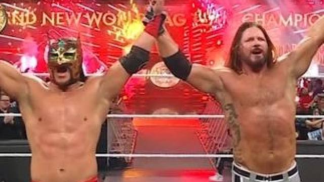 AJ斯泰尔斯&李龙 夺得世界双打冠军 RAW第1691期 #WWE #摔角 #地狱判官 #AJ斯泰尔