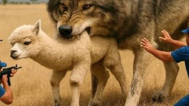 狼群魔爪袭羊驼，勇士开气球惊魂搏斗！警察用冲锋枪火舌终结恶狼 