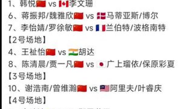 2025年法国羽毛球公开赛10月23日各单项16进8，下午16点开赛