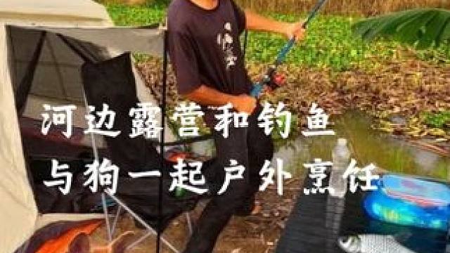 河边露营和钓鱼  与狗一起户外烹饪 #户外露营 #野炊露营 #启发搜索激励计划 #解压助眠视频