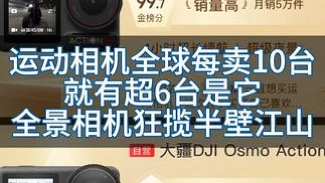 运动相机全球每卖10台就有超6台是它，全景相机狂揽半壁江山
