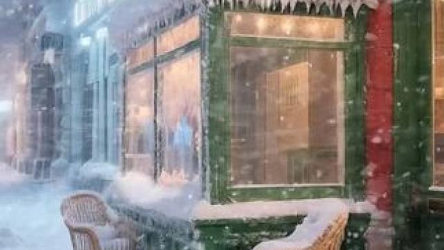 暴风雪夜还未打烊的小店，巨大风雪声，助眠氛围