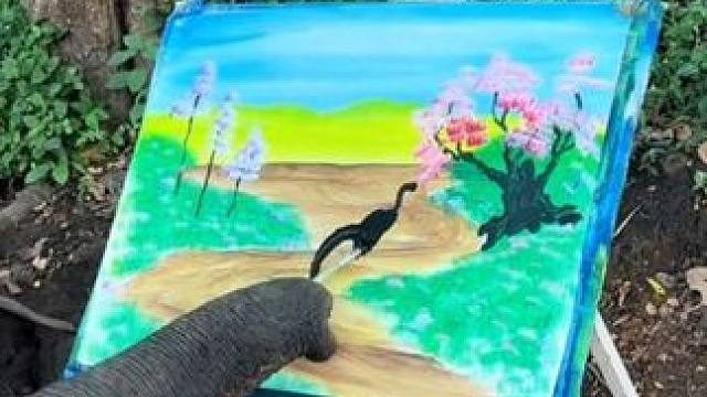 一头会画画的泰国大象