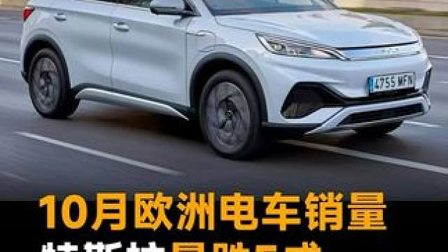 10月欧洲电车销量，特斯拉暴跌5成，比亚迪狂涨206%