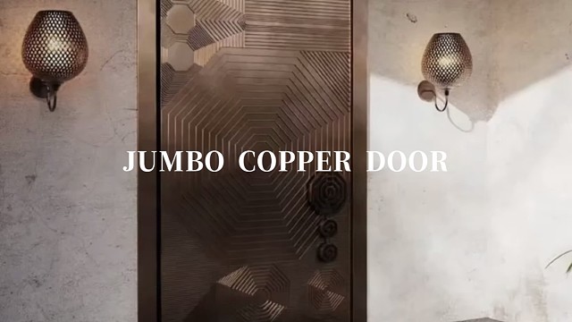 几何纹路里的铜质奢感入户仪式#中宝天一铜门 #别墅门 #铜门 #上海