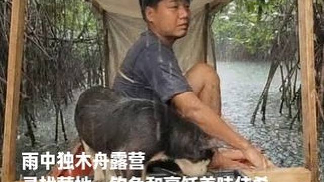 雨中独木舟露营——寻找营地、钓鱼和烹饪美味佳肴