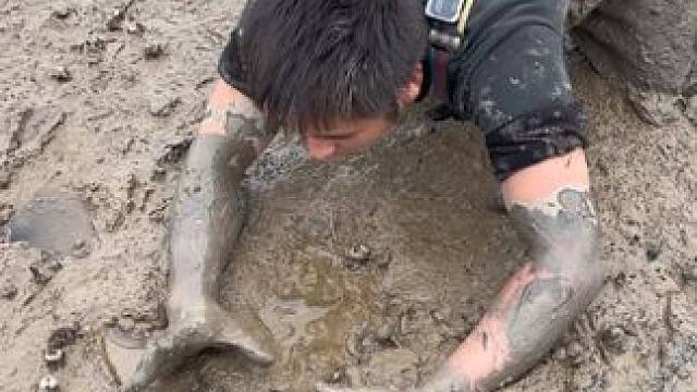 比头还大的洞你们见过没有？大家猜猜这条有多大！！#户外 #我的乡村生活