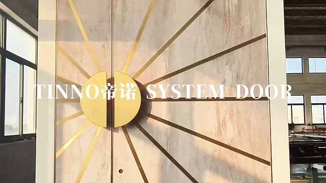岩质肌理，金阳纹路的入户质感#TINNO帝诺系统入户门 #别墅门 #系统门 #上海
