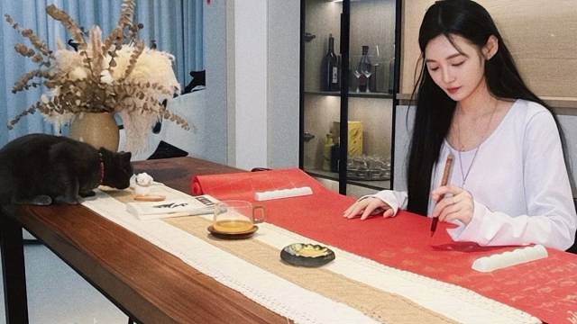 新买的纸墨和我养大的小猫～