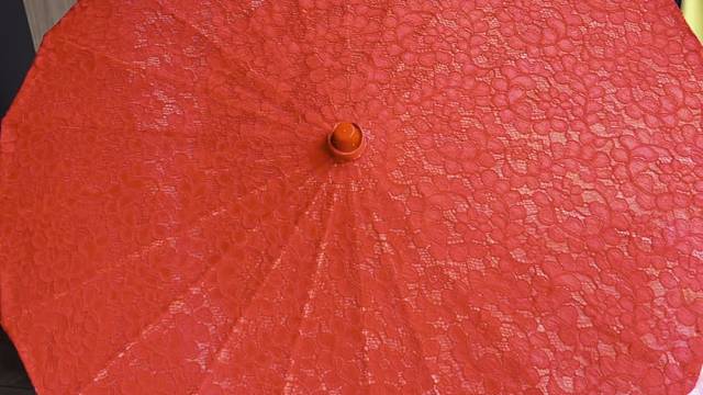 国风红色蕾丝婚伞新娘伞