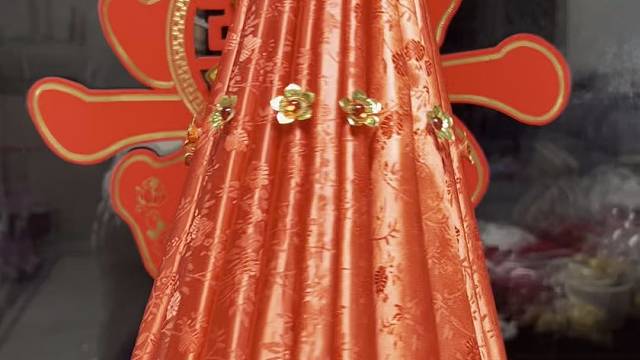 中式红色小花婚伞新娘伞#手工制作