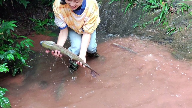 户外抓鱼
