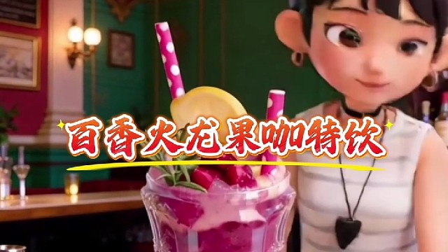 百香火龙果咖特饮