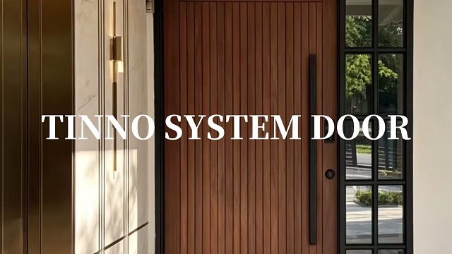 竖序自然美学｜竖条木纹轻奢偏轴入户门#TINNO帝诺系统入户门 #别墅门 #系统门 #上海