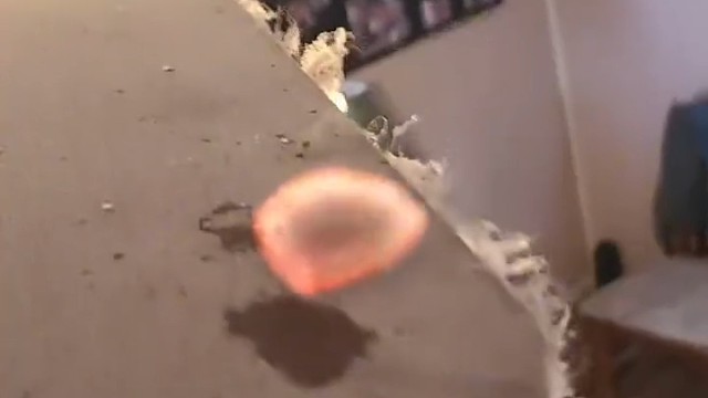 原房主为了解压 就在沙发上砍排骨，导致排骨崩得到处都是。