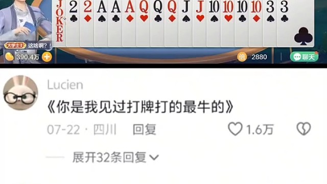 好样的！你打牌的水平我服了