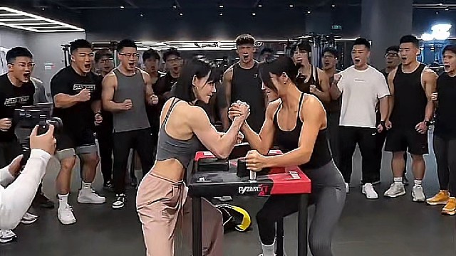 掰手腕的姐妹们也太有排面了